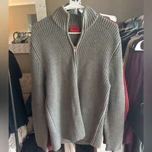 HUGO Men's Zip-Up Sweater in Gray